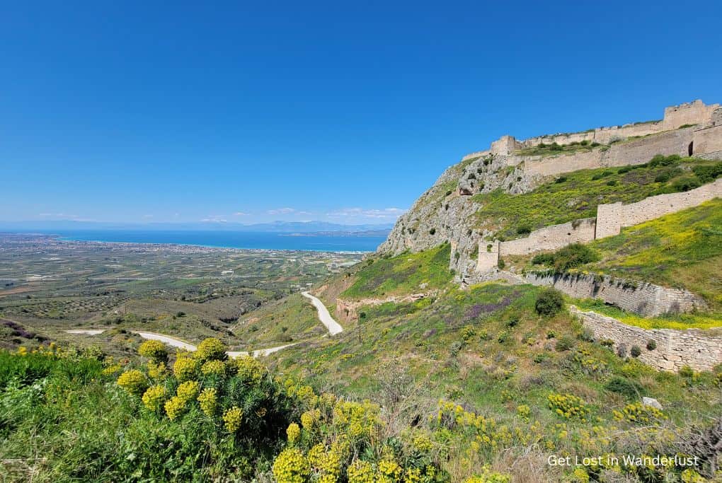 Castle ruins in Corinth on a Greece Road Trip 