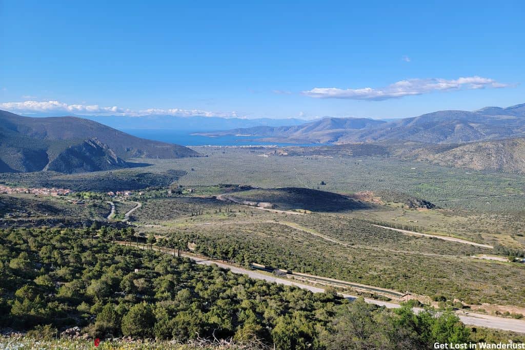 A road near Delphi, at the beginning of our drive from Delphi to Meteora