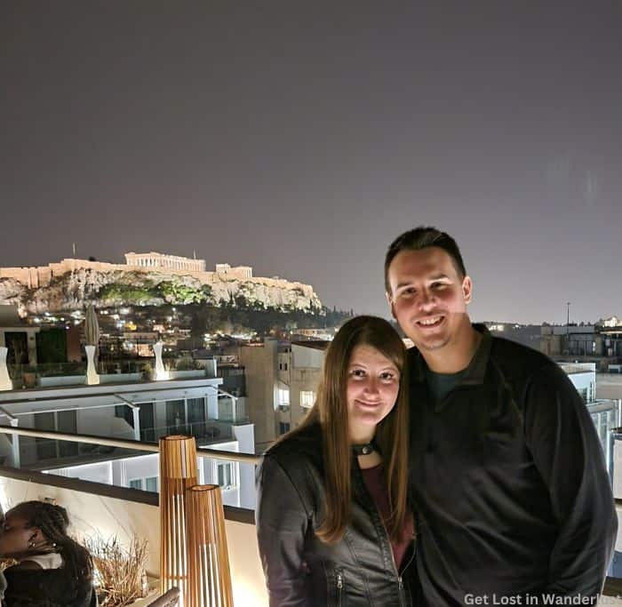Visiting a rooftop bar during one night in Athens