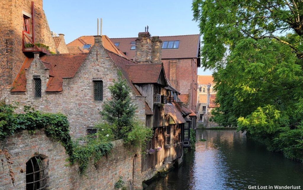 The canal passing by historic buildings in Bruges