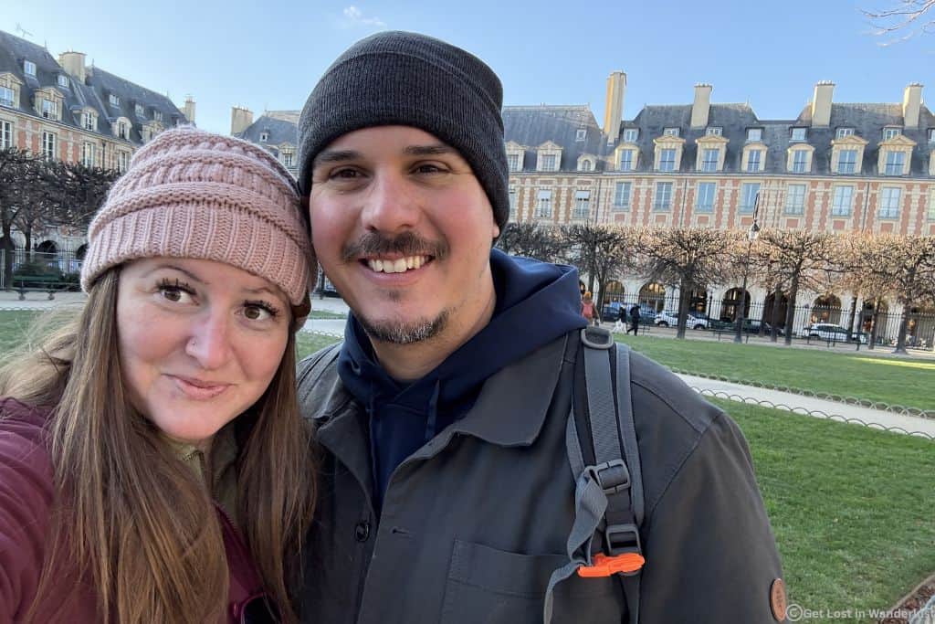 Us in the Le Marais neighborhood in Paris.