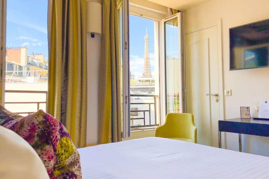 HĂ´tel Gustave room with an Eiffel Tower view