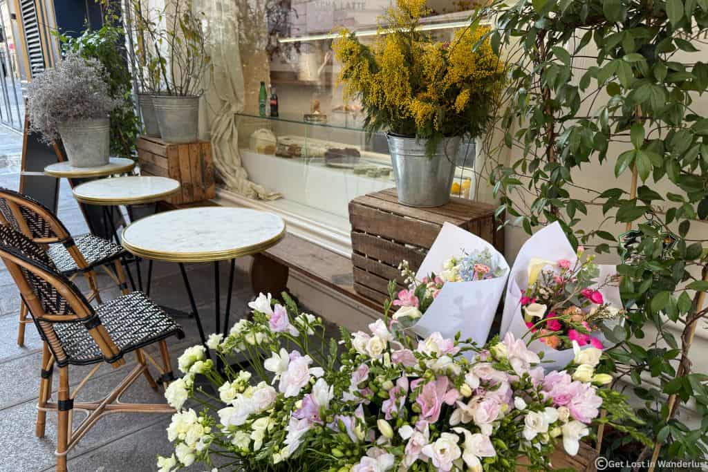 Charming café in the 6th arrondissement near Saint-Germain-des-Prés, one of the best areas to stay in Paris to walk everywhere.
