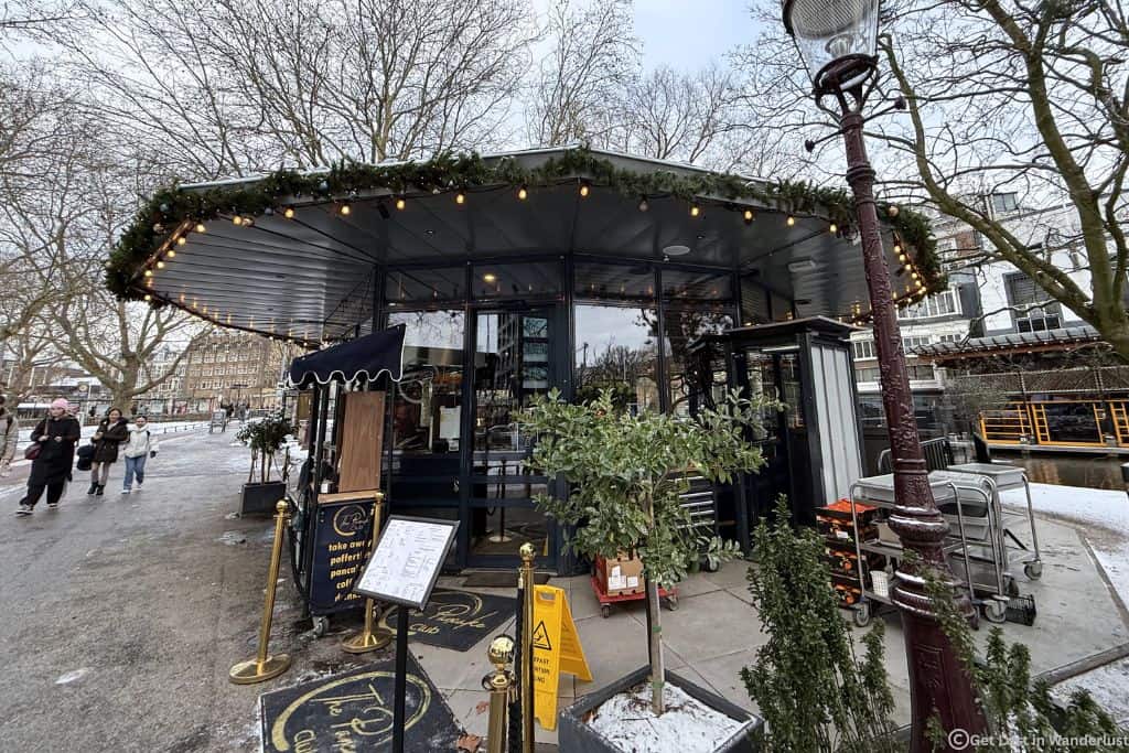 The Pancake Club, exterior of the restaurant on a January day.