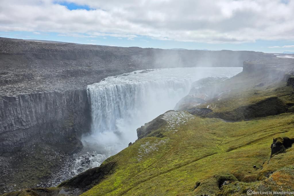 Dettifoss Waterfall in North Iceland, Europe's most powerful waterfall and a highlight of the Diamond Circle route.