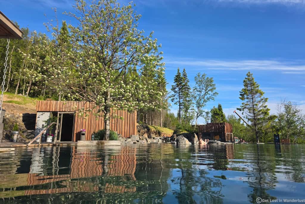Forest Lagoon geothermal spa in Akureyri, a relaxing hot spring surrounded by forests in North Iceland.