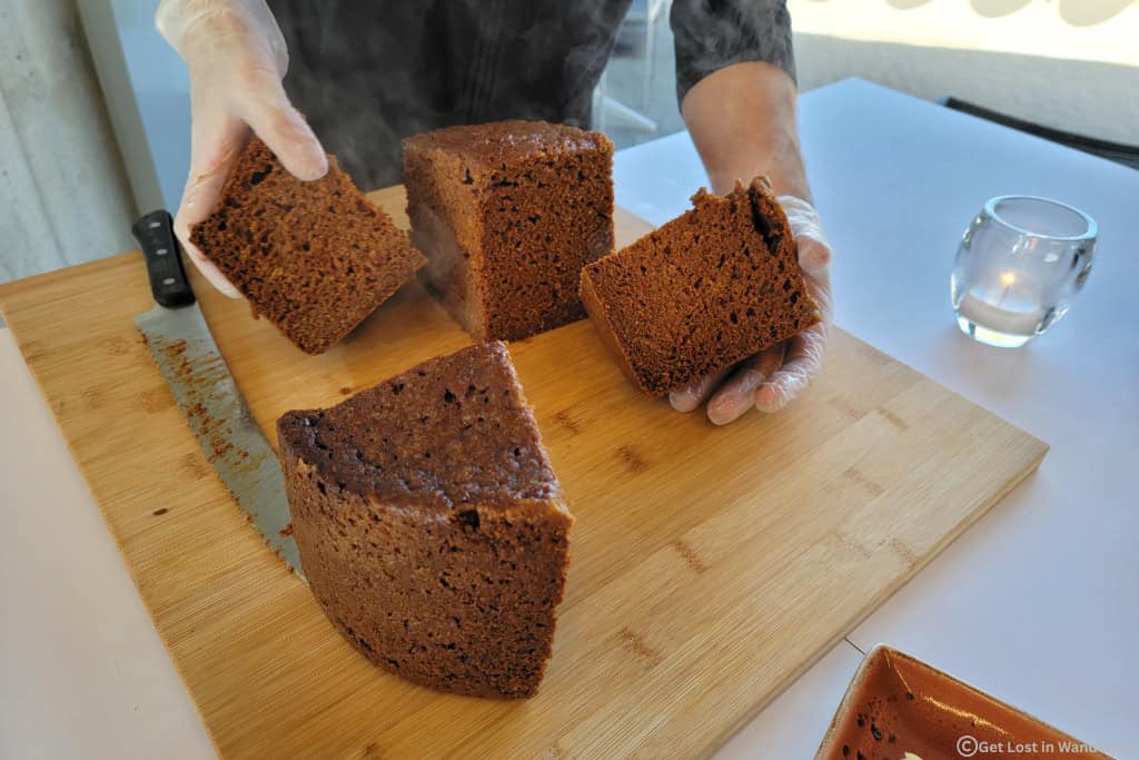 Traditional Icelandic geothermal rye bread from the Laugarvatn Fontana geothermal bakery tour near the Golden Circle.