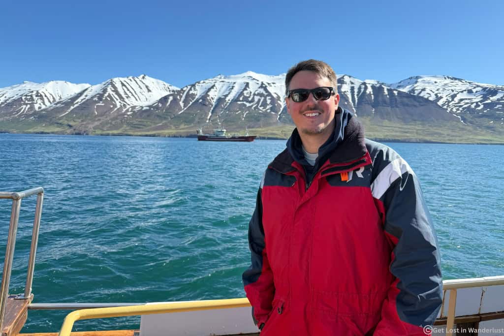 Photo of Dylan on a whale watching tour in North Iceland