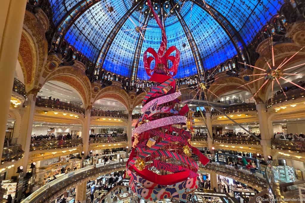 The famous Galeries Lafayette Christmas tree display, a must see when visiting Paris for the holidays.
